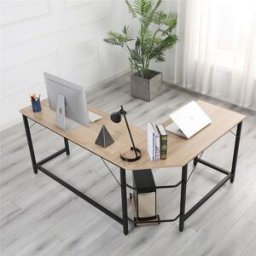 Home Office L-shaped Combination Corner Table Black Log Color