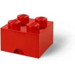 Lego Brique rouge de rangement à tiroir 4 tenons
