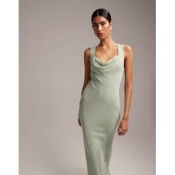 ASOS DESIGN - L'invitÃ©e - Robe longue coupe en biais avec lacets au dos - Sauge-Orange Orange 44 female