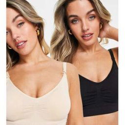 Mama.licious Mamalicious - Grossesse - Lot de 2 soutiens-gorge d'allaitement - Noir et beige-Multicolore Multicolore S-M female