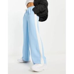 ASOS DESIGN - Pantalon Ã enfiler avec empiÃ¨cement contrastant - Bleu Bleu 36 female