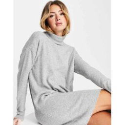 Vero Moda - Robe pull courte Ã col roulÃ© - Gris chinÃ© Gris XS female