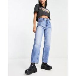 Only - Robyn - Jean droit Ã taille haute - Bleu moyen Bleu W30 L30 female