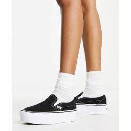 Vans - Slip-On - Baskets Ã semelle plateforme rainurÃ©e - Noir et blanc-Multicolore Multicolore 42.5 female