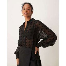 ASOS DESIGN - Chemise oversize plumetis - Noir Noir 32 female