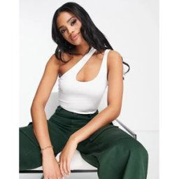 ASOS DESIGN - Crop top asymÃ©trique Ã dÃ©coupe et bretelles - Blanc Blanc 32 female