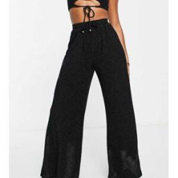 South Beach - Pantalon de plage oversize mÃ©tallisÃ© - Noir Noir 42 female