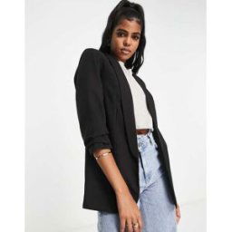 Pieces - Blazer Ã manches froncÃ©es - Noir Noir S female