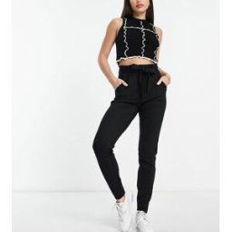 Vero Moda Tall - Pantalon fuselÃ© Ã taille haute froncÃ©e - Noir Noir M female