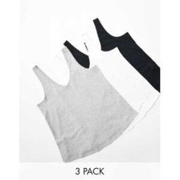 ASOS DESIGN - Ultimate - Lot de 3 dÃ©bardeurs en coton mÃ©langÃ© Ã encolure dÃ©gagÃ©e - Ã‰conomie-Multicolore Multicolore 34 female