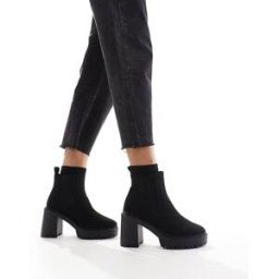 ASOS DESIGN - Elma - Bottines Chelsea chunky Ã talon - Noir Noir 44 female