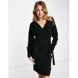 Vero Moda - Robe portefeuille courte en maille - Noir Noir L female