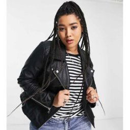 Only Curve - Blouson style motard en similicuir - Noir Noir 50 female
