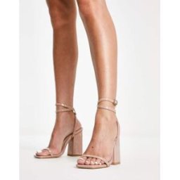 London Rebel - Sandales vernies Ã talon carrÃ© - Beige-Sans opinion Sans opinion 40 female
