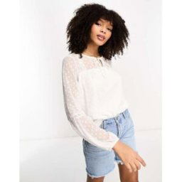 Vila - Blouse avec manches en plumetis - Blanc Blanc 42 female