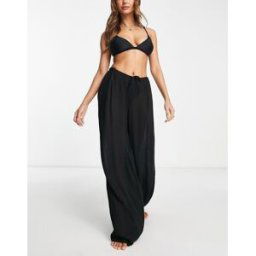 ASOS DESIGN - Pantalon palazzo de plage Ã cordon - Noir Noir 32 female