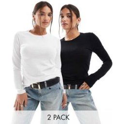 ASOS DESIGN - Ultimate - Lot de 2 t-shirts ajustÃ©s Ã manches longues en coton - Ã‰CONOMIE-Multicolore Multicolore 32 female