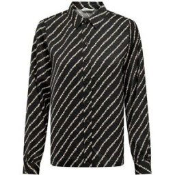 Chemise manches longues à rayures irisées noir beige Femme ONLY