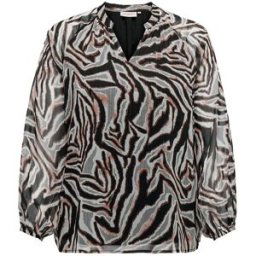 Blouse col v mi transparente imprimée fantaisie Femme ONLY CARMAKOMA