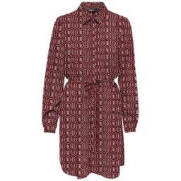 Robe chemise ceinturée imprimée fantaisie bordeaux Femme ONLY