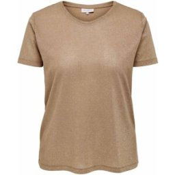 Haut manches courtes col rond texturé paillettes Femme ONLY CARMAKOMA