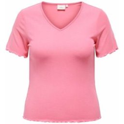 Haut manches courtes col v ourlets ondulés uni Femme ONLY CARMAKOMA