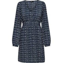 Robe cintrée mi-jenoux imprimée fantaisie bleue Femme ONLY