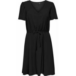 Robe unie col V manches courtes resserrée à la taille Femme VERO MODA
