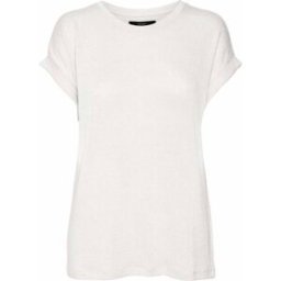 Tee shirt uni col rond manches courtes retournées Femme VERO MODA