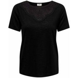 Top manches courtes col rond détail dentelle uni Femme JDY