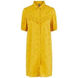 Robe chemise jaune broderie anglaise Femme PIECES