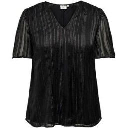 Haut noir manches courtes col V irisé Femme ONLY CARMAKOMA