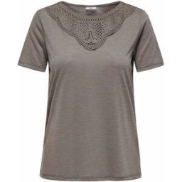 Top manches courtes col rond détail dentelle uni Femme JDY