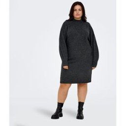 Robe pull longue en maille col montant manches ballons Femme ONLY CARMAKOMA