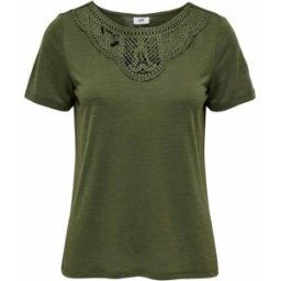 Top manches courtes col rond détail dentelle uni Femme JDY