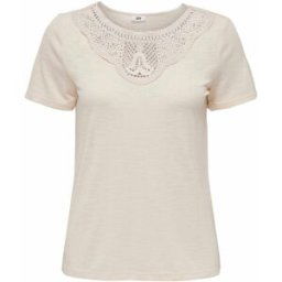 Top manches courtes col rond détail dentelle uni Femme JDY