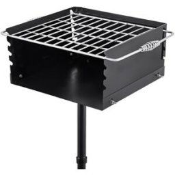 VEVOR Barbecue à Charbon de Bois en Acier au Carbone Grille INOX Surface de Cuisson 40x40cm BBQ Grill Fixe Brasero à Enterrer Jardin Extérieur avec Housse de Protection Pelle Pince pour Camping
