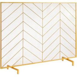 VEVOR Pare-feu de Cheminée 1 Panneau Grille de Protection de Cheminée Fer 98x75,8 cm Robuste avec Porte Pare-étincelles Autoportant Installation Simple pour Salon Décoration d'Intérieur Moderne, Doré