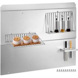 VEVOR Dosseret Cuisine Inox Fond Hotte Acier Inoxydable 1,2 mm Plaque Crédence Cuisinière avec 2 étagères Stockage Support Couteaux Protéger Mur Derrière Surface de Cuisson Protection Murale