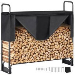VEVOR Range Bûches Extérieur 132x36x117 cm Abri Bois de Chauffage avec Couverture Imperméable 600D Oxford Porte-bûches pour Cheminée Support de Bûche Intérieur pour 1/4 de Corde de Bois de Chauffage