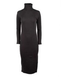 Robe pull longue noire col roulé logo sur manches Femme CALVIN KLEIN