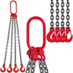 VEVOR Chaîne de Levage de Poids à 4 Pieds élingue en Acier Allié 1 m Diamètre Chaîne 8 mm Capacité Charge 4 T élingue de Chariot élévateur Chaîne, Exploitation Minière des Ports de Construction G80