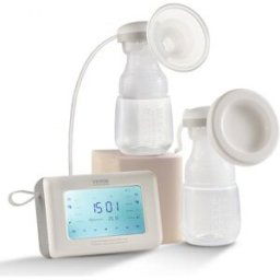 VEVOR Tire-lait Électrique Simple/Double Réglable Tire-laits 4 Modes 9/15 Niveaux Pompe à Piston Alternatif Anti-reflux Aspiration 300 mmHg Brides de Poitrine 18/22 mm pour Voyage Maison Allaitement