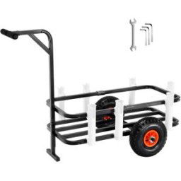 VEVOR Chariot de Pêche de Plage Capacité de Charge 90,71 kg Chariot avec 7 Supports de Canne à Pêche Roues Gonflables en Caoutchouc 275 mm Chariot de Sable en Acier Robuste pour Pique-nique Plein Air