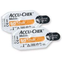 Lot de 2 cassettes tests de glycémie pour lecteur Accu Chek® Mobile