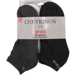Lot de 6 socquettes en coton Taille 39-46 CHEVIGNON