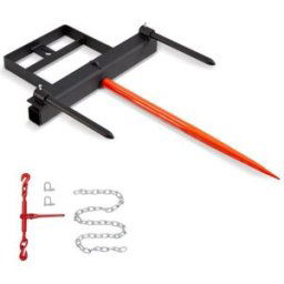 VEVOR Pique-botte de Foin Capacité de Charge 725 kg Fourche à Balles 3 Dents Fourches à Pointes Fixation Godet avec 2 Stabilisatrices 444 mm pour Tracteurs, Chargeuses Compactes, Agriculteurs, Champs