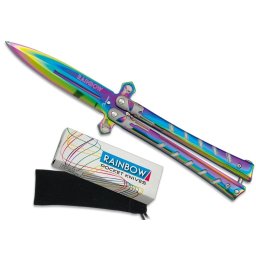 Couteau papillon balisong 23,5cm titane rainbow
