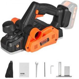 VEVOR Rabot Électrique Sans Fil Largeur 82,55 mm Raboteuse à Bois à Main Profondeur 2 mm 16500 tr/min avec Lames HSS Double Sortie Poussière Latérale pour Travail Rabotage Lissage de Surface de Bois