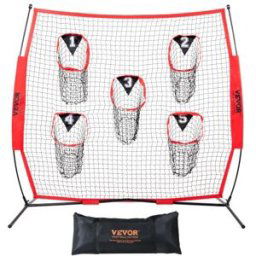 VEVOR Filet d'Entraînement pour Football Américain Portable 217x223 cm Filet de Passe de Rugby avec 5 Poches de Cible Entraîneur pour Améliorer la Précision de Lancer Quarterback Baseball Football
